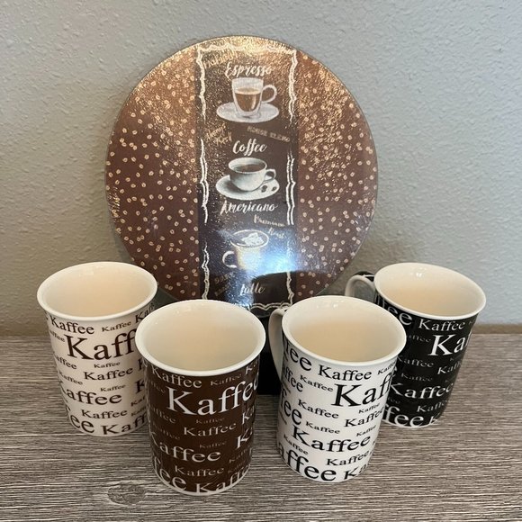 Coffee Lovers Mugs and Cutting Board Set - NWOT